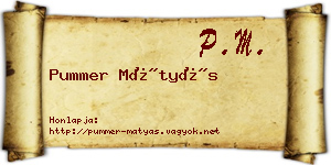 Pummer Mátyás névjegykártya