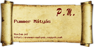 Pummer Mátyás névjegykártya